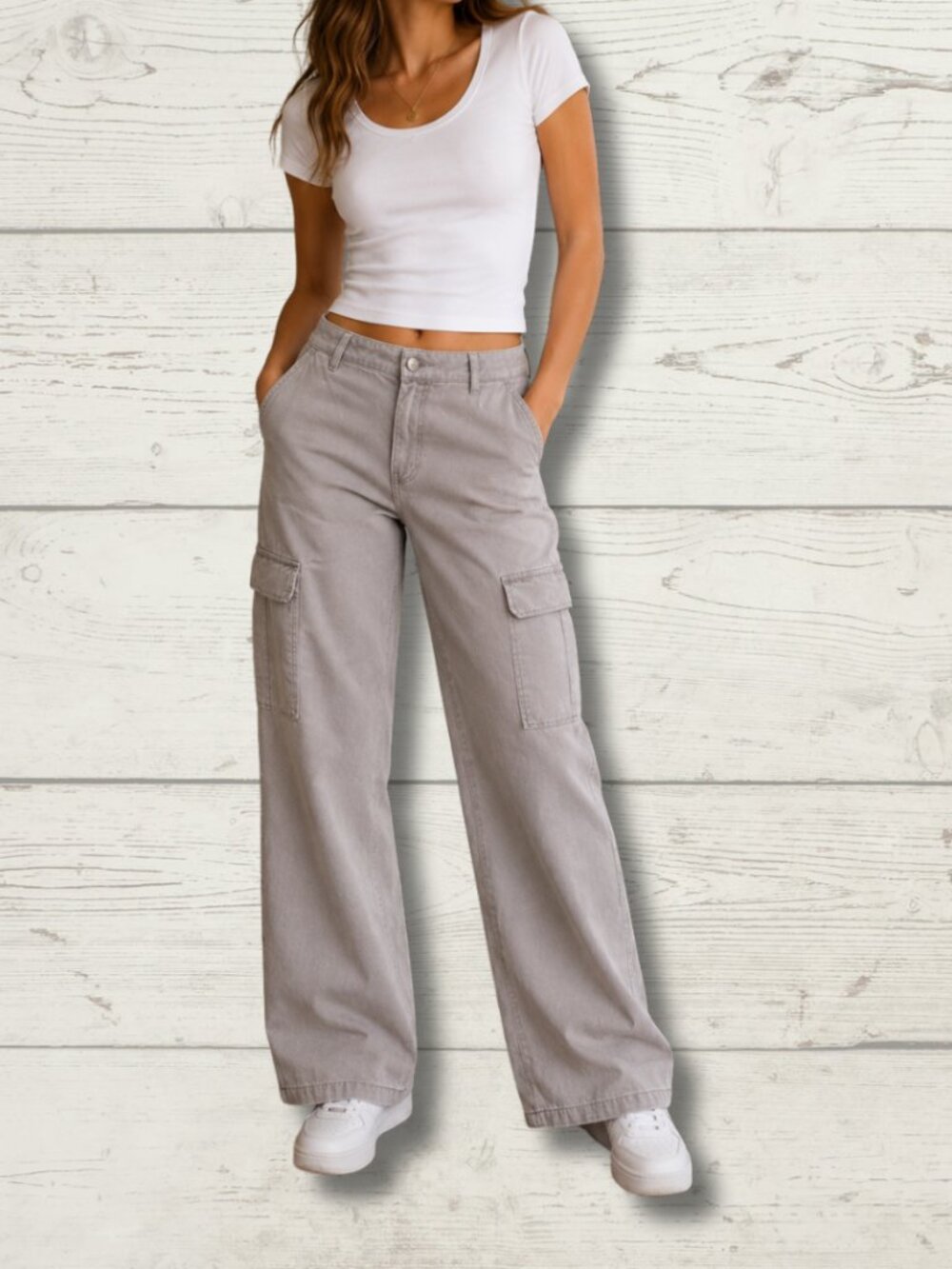 STR (Stradivarius) Cargo Pants – NWT – Size 10 (US) – Dusty Grey – 100% Cotton